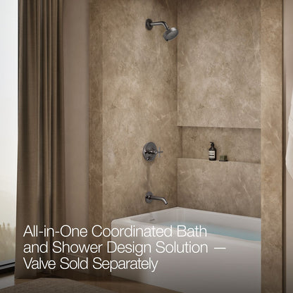 KOHLER Purist Rite-Temp bath and shower trim kit with push-button diverter and cross handle, without showerhead