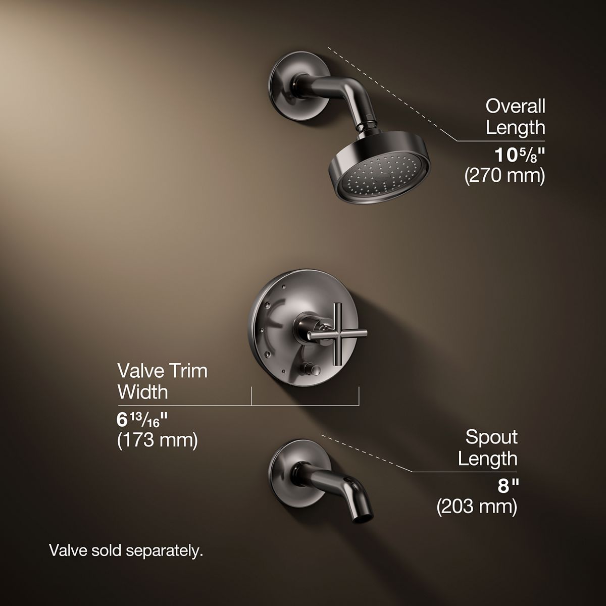 3/4 view of product with dimensions