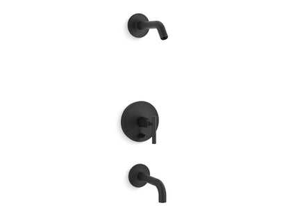 KOHLER Purist Rite-Temp bath and shower trim kit with push-button diverter and lever handle, without showerhead