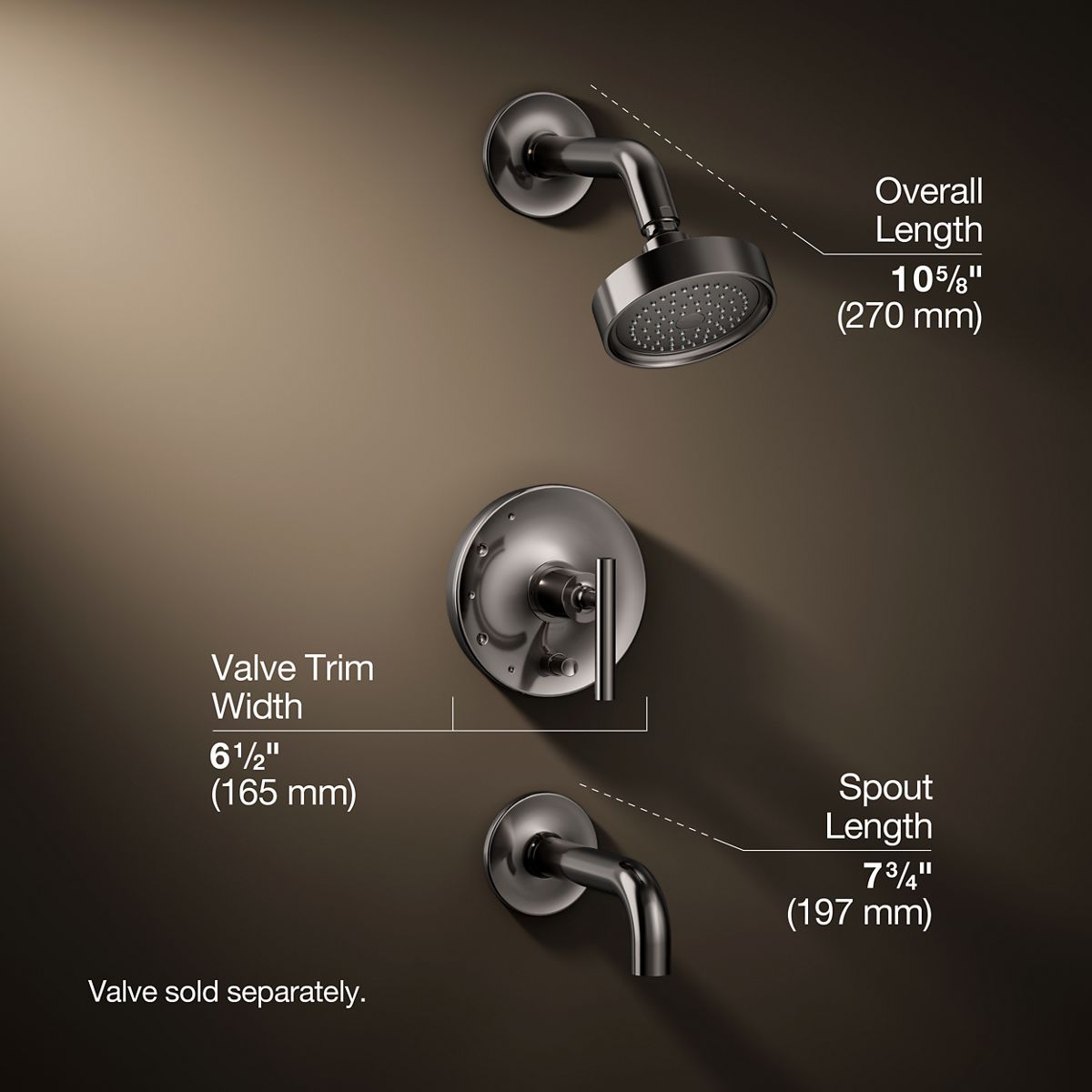 3/4 view of product with dimensions