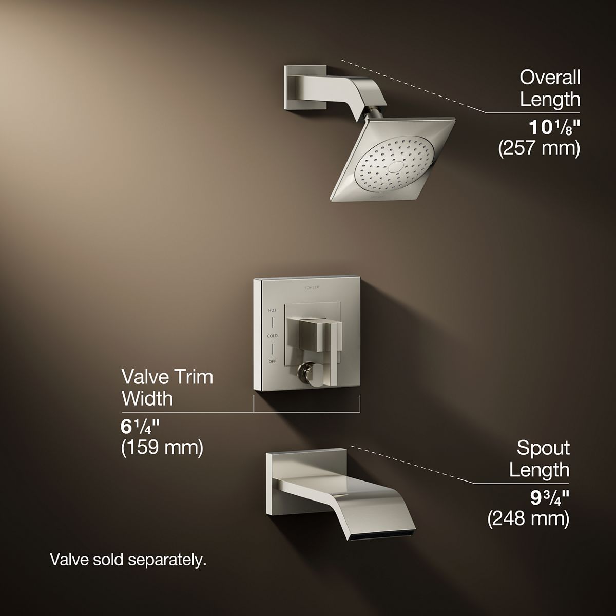 3/4 view of product with dimensions