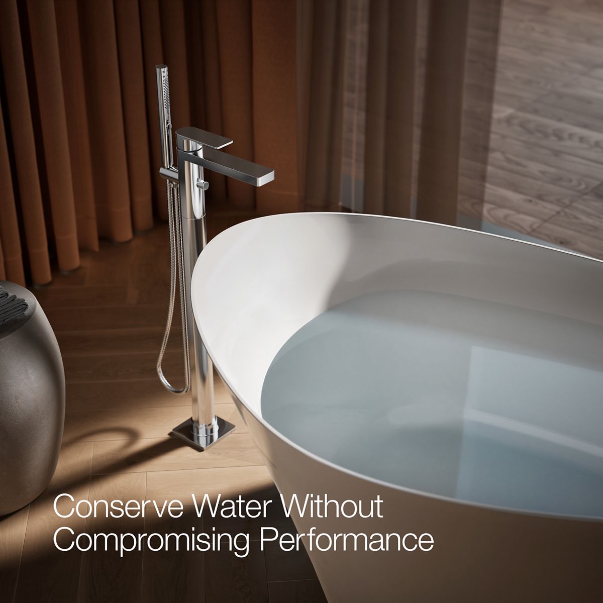 KOHLER K-T23492-4 Parallel Floor-mount bath filler trim with handshower