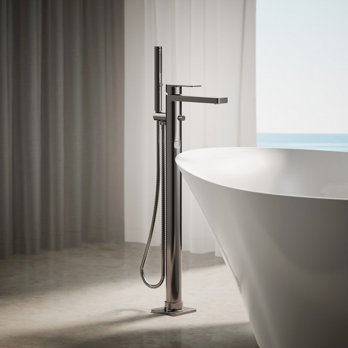 KOHLER K-T23492-4 Parallel Floor-mount bath filler trim with handshower
