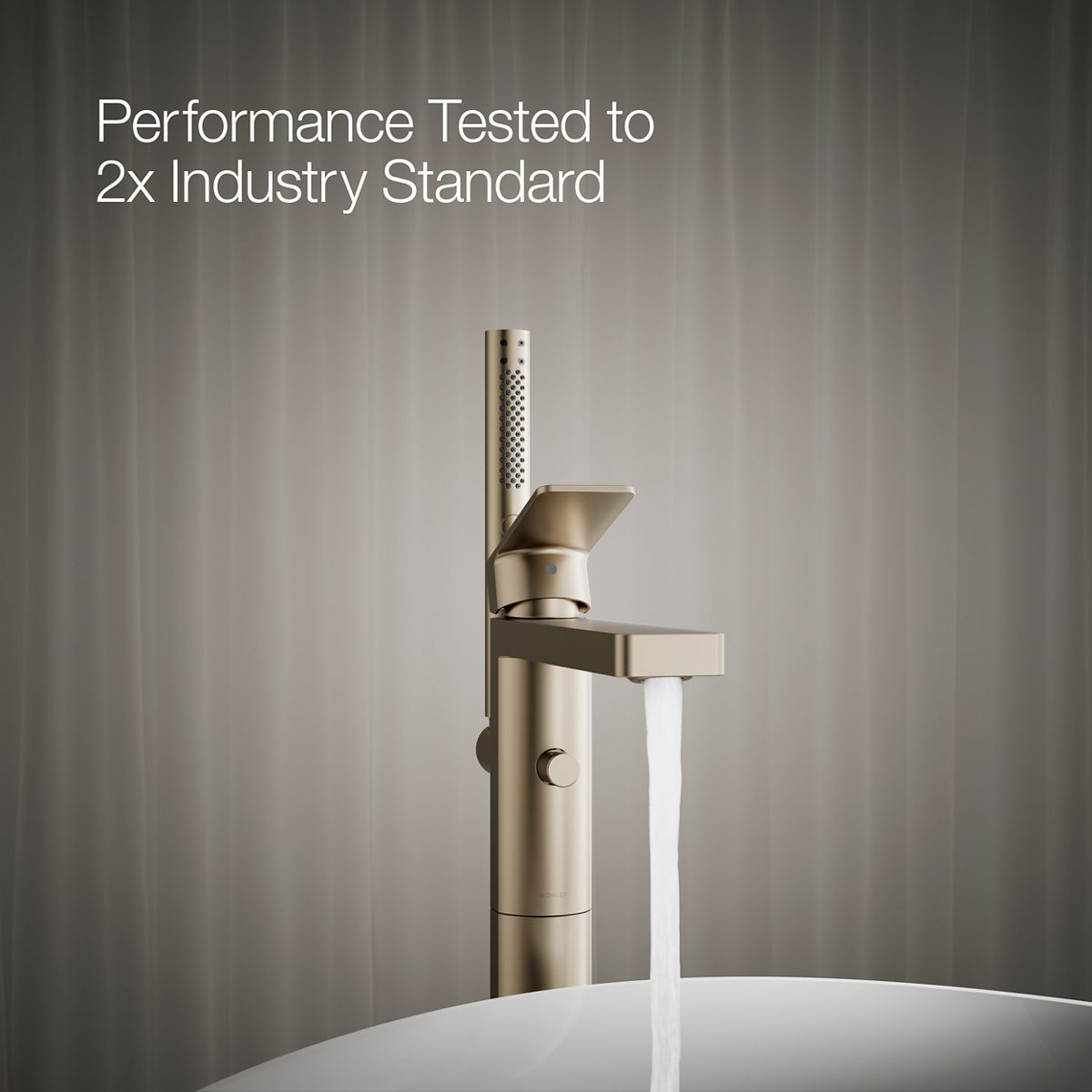 KOHLER K-T23492-4 Parallel Floor-mount bath filler trim with handshower