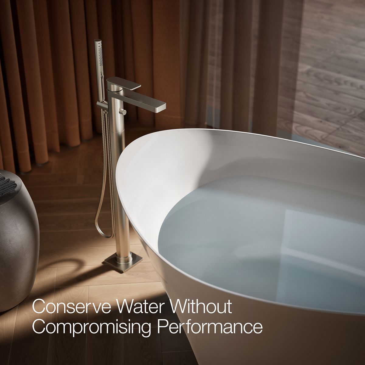 KOHLER K-T23492-4 Parallel Floor-mount bath filler trim with handshower