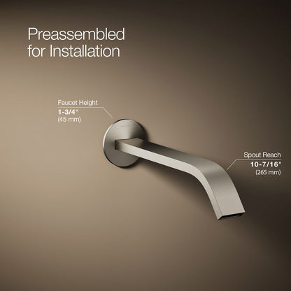 KOHLER Components Wall-mount bathroom sink faucet spout with Ribbon design, 1.2 gpm