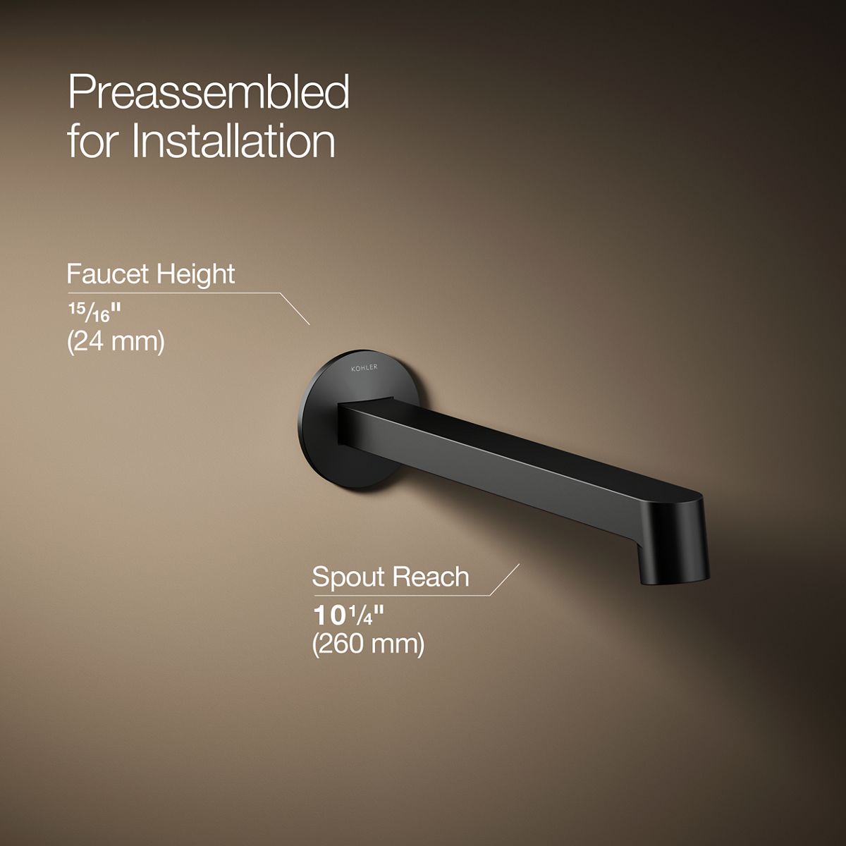 KOHLER Components Wall-mount bathroom sink faucet spout with Row design, 1.2 gpm