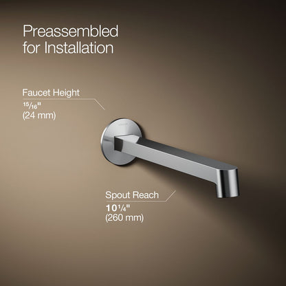 KOHLER Components Wall-mount bathroom sink faucet spout with Row design, 1.2 gpm