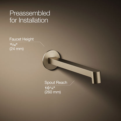 KOHLER Components Wall-mount bathroom sink faucet spout with Row design, 1.2 gpm