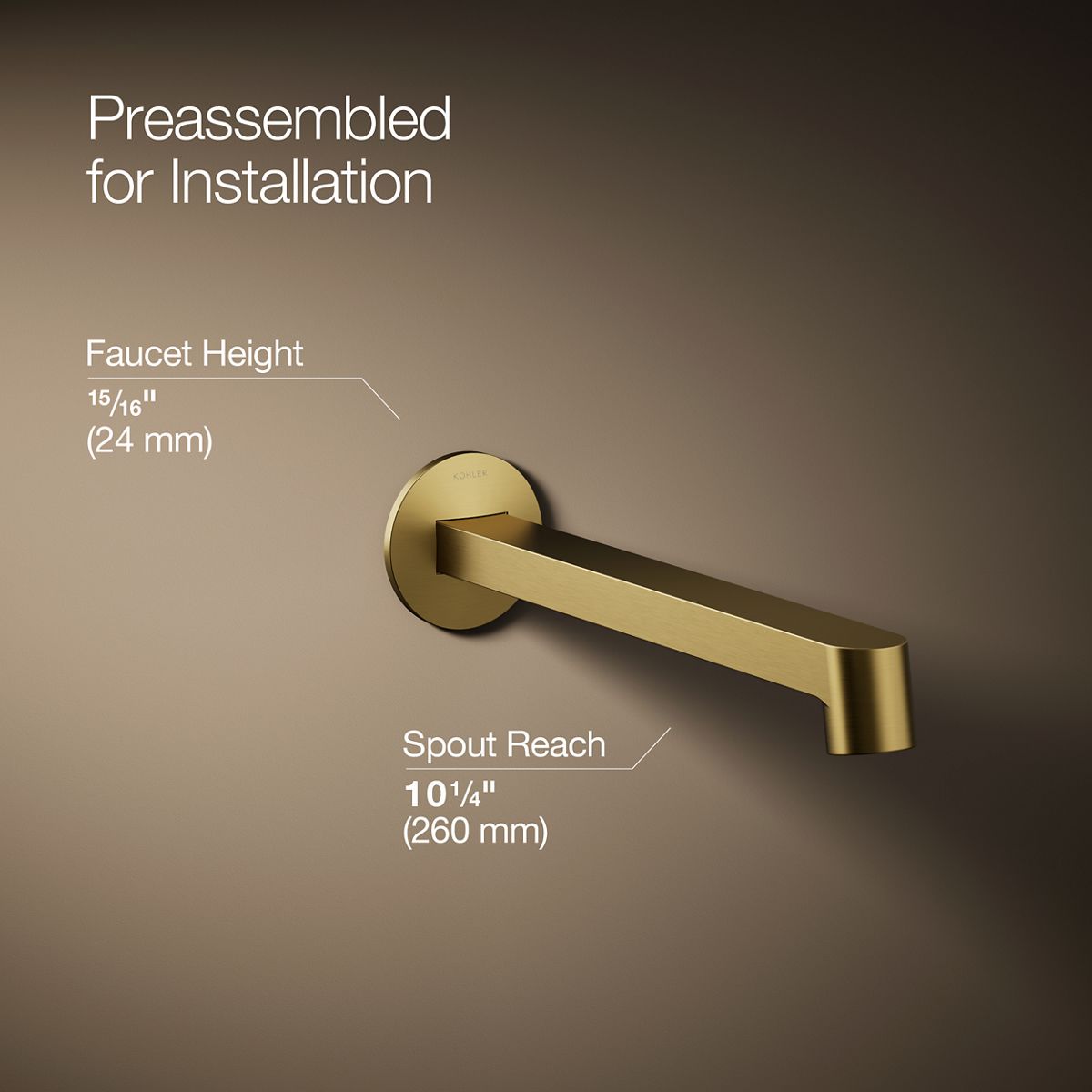 KOHLER Components Wall-mount bathroom sink faucet spout with Row design, 1.2 gpm