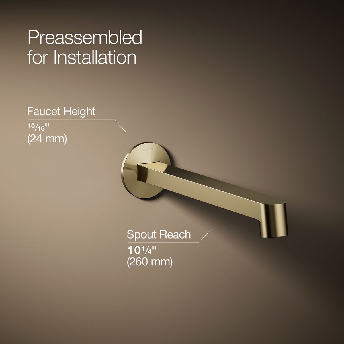 KOHLER Components Wall-mount bathroom sink faucet spout with Row design, 1.2 gpm