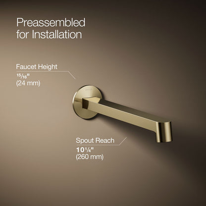 KOHLER Components Wall-mount bathroom sink faucet spout with Row design, 1.2 gpm