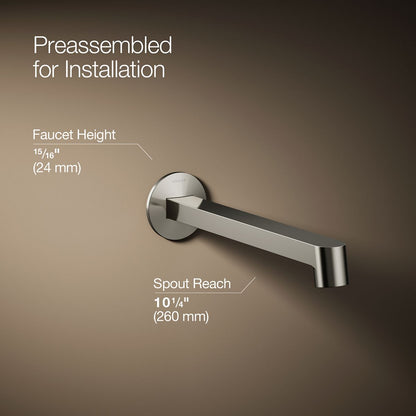KOHLER Components Wall-mount bathroom sink faucet spout with Row design, 1.2 gpm