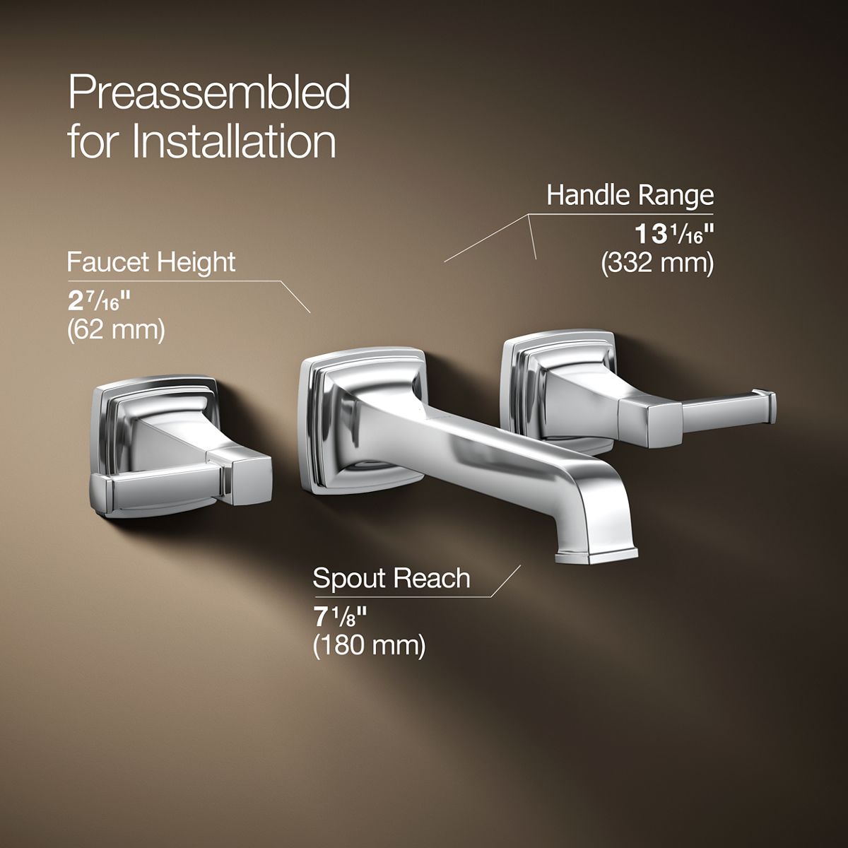 KOHLER K-T26432-4 Riff Wall-mount bathroom sink faucet trim, 1.2 gpm