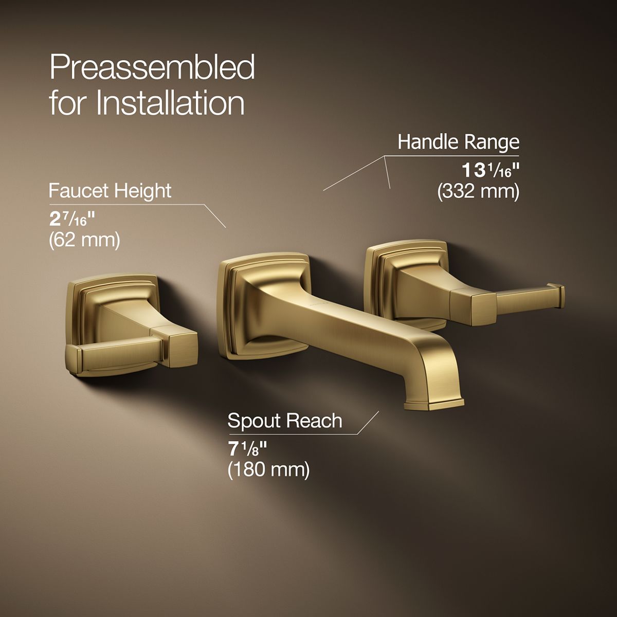 KOHLER K-T26432-4 Riff Wall-mount bathroom sink faucet trim, 1.2 gpm