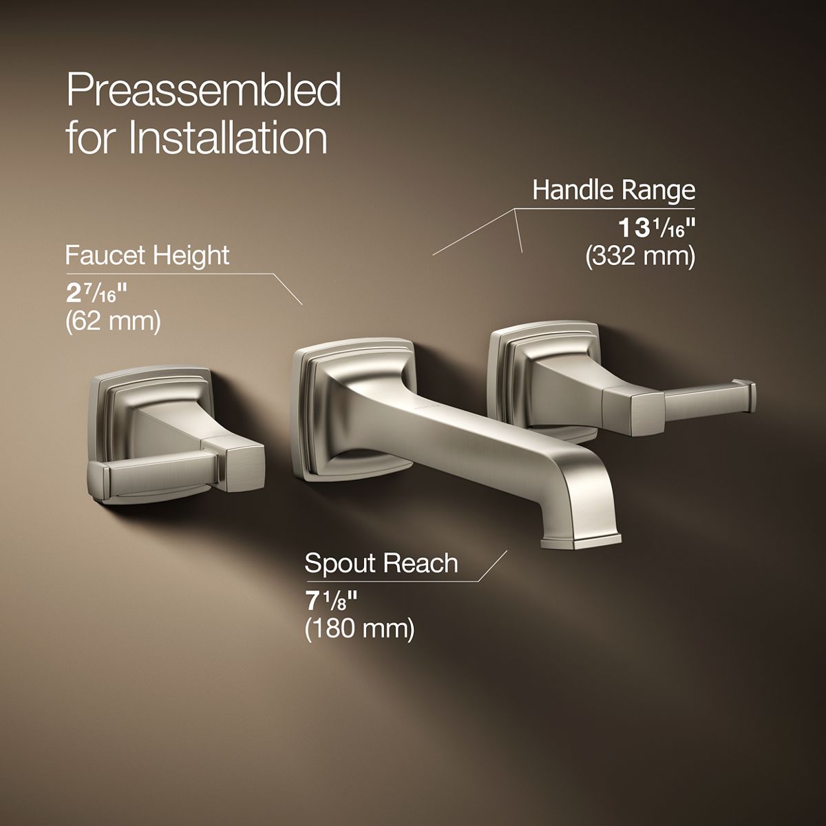 KOHLER K-T26432-4 Riff Wall-mount bathroom sink faucet trim, 1.2 gpm