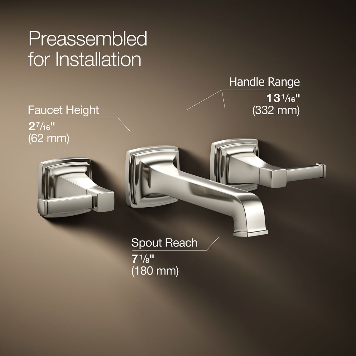 KOHLER K-T26432-4 Riff Wall-mount bathroom sink faucet trim, 1.2 gpm