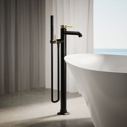 KOHLER K-T27025-4 Occasion Floor-mount bath filler trim with handshower