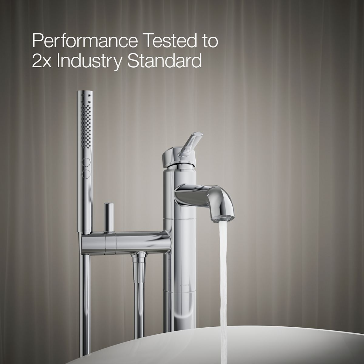 KOHLER K-T27025-4 Occasion Floor-mount bath filler trim with handshower