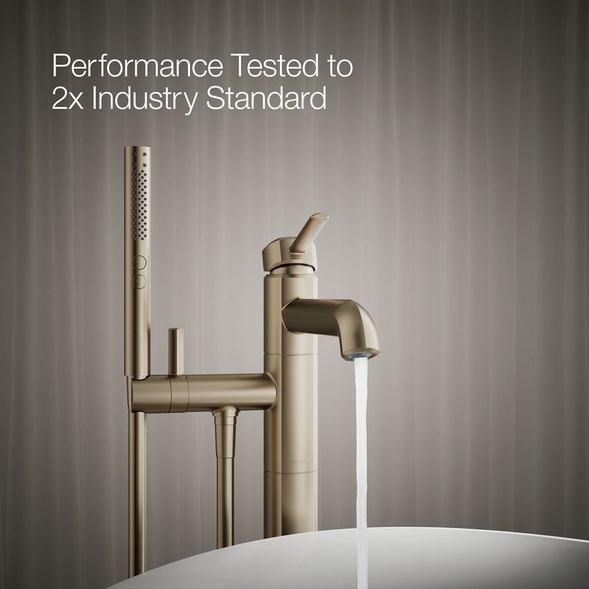 KOHLER K-T27025-4 Occasion Floor-mount bath filler trim with handshower