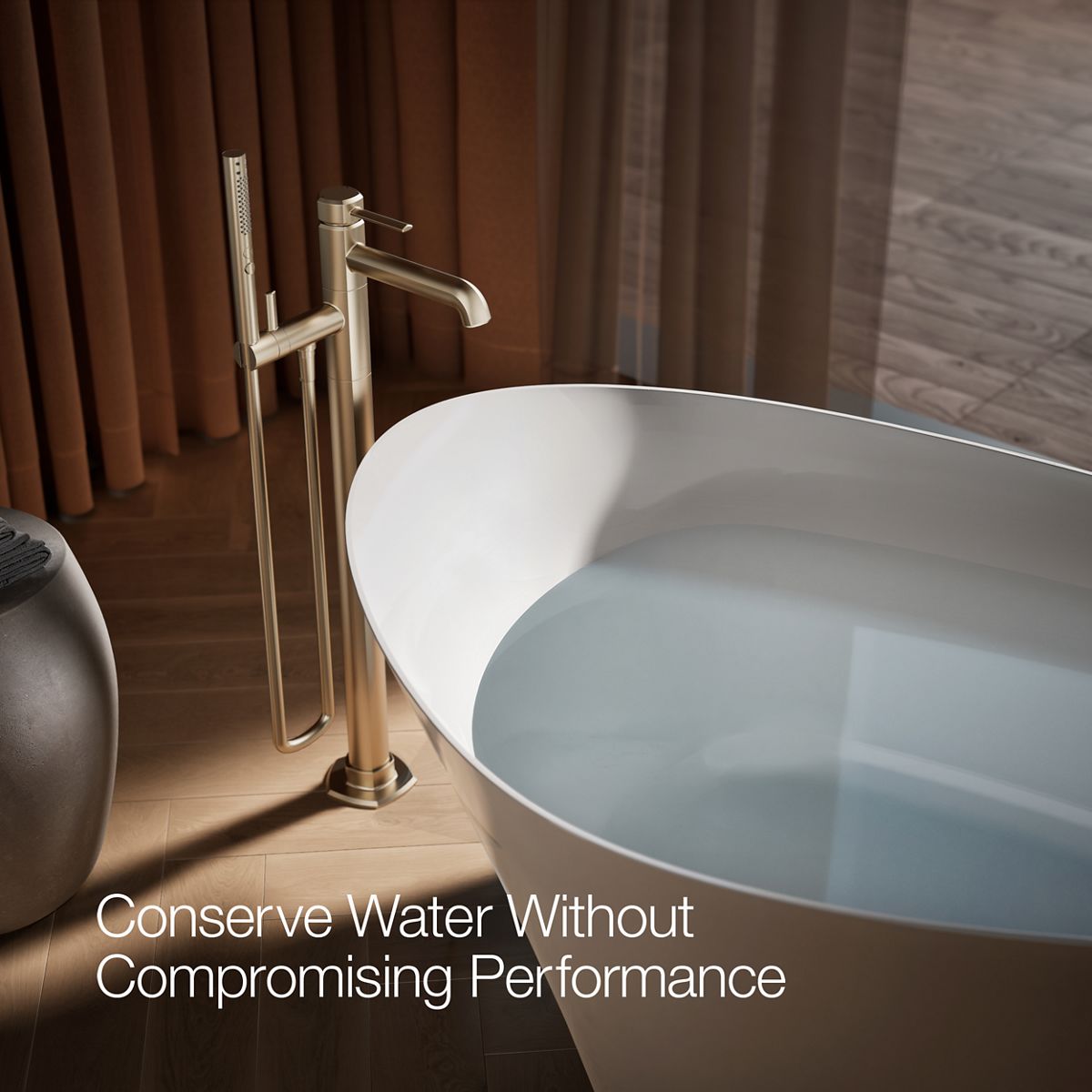 KOHLER K-T27025-4 Occasion Floor-mount bath filler trim with handshower
