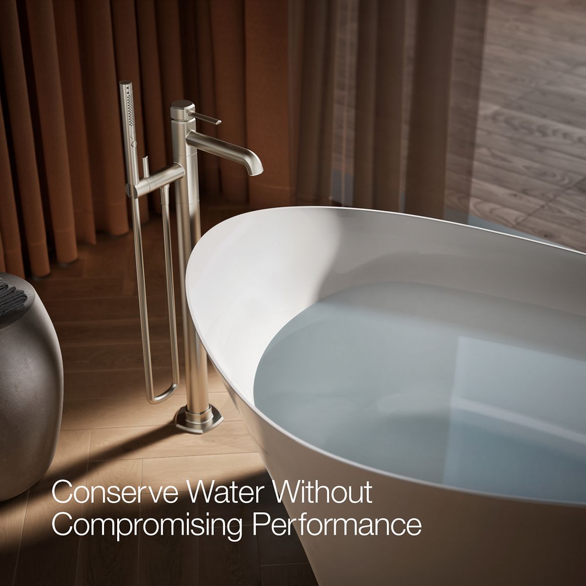KOHLER K-T27025-4 Occasion Floor-mount bath filler trim with handshower
