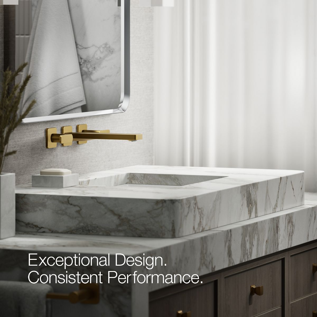 KOHLER K-T27120-4 Parallel Wall-mount bathroom sink faucet trim, 1.2 gpm