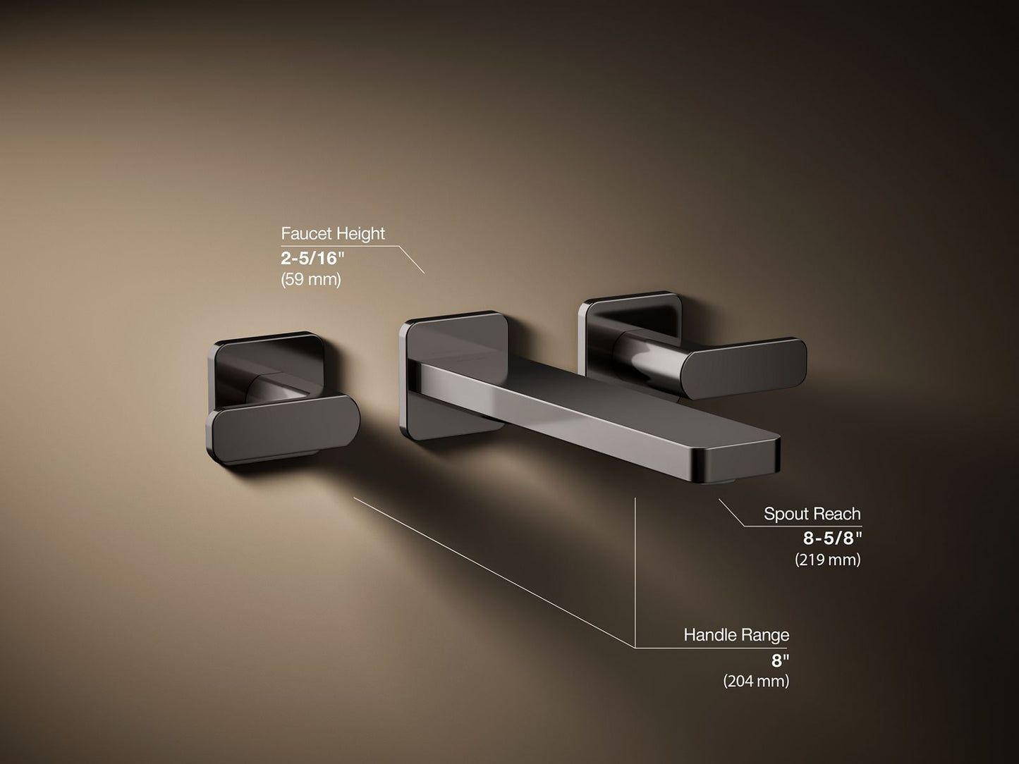 KOHLER K-T27120-4 Parallel Wall-mount bathroom sink faucet trim, 1.2 gpm