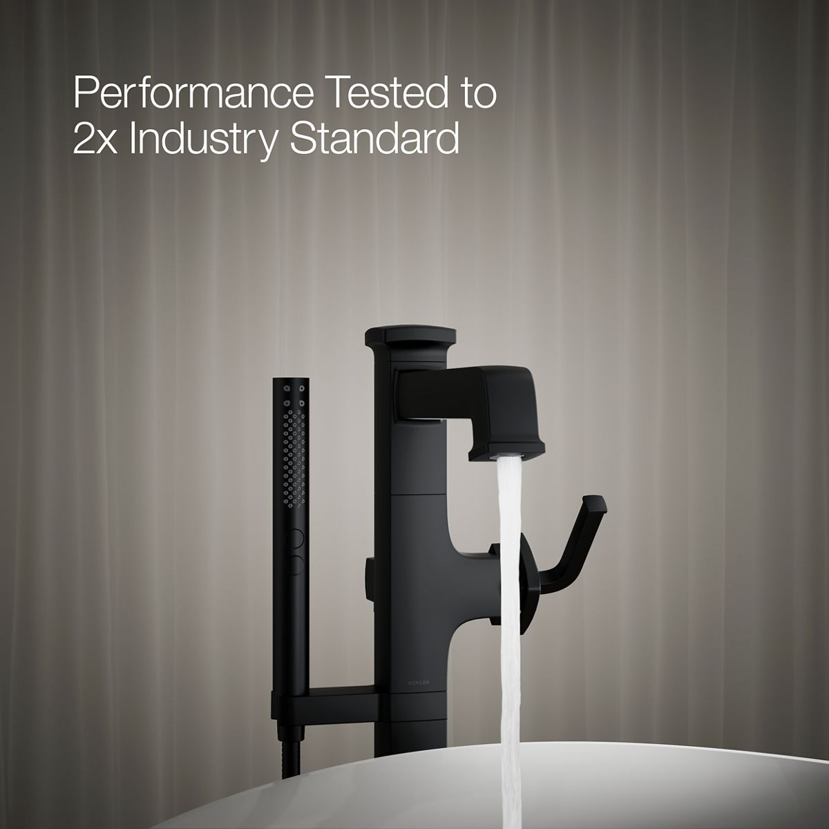 KOHLER K-T27408-4 Riff Floor-mount bath filler trim with handshower