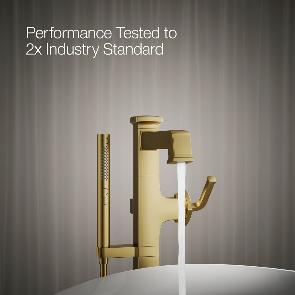 KOHLER K-T27408-4 Riff Floor-mount bath filler trim with handshower