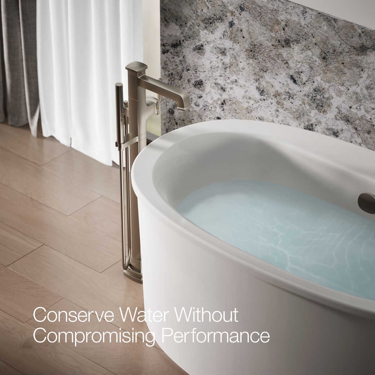 KOHLER K-T27408-4 Riff Floor-mount bath filler trim with handshower