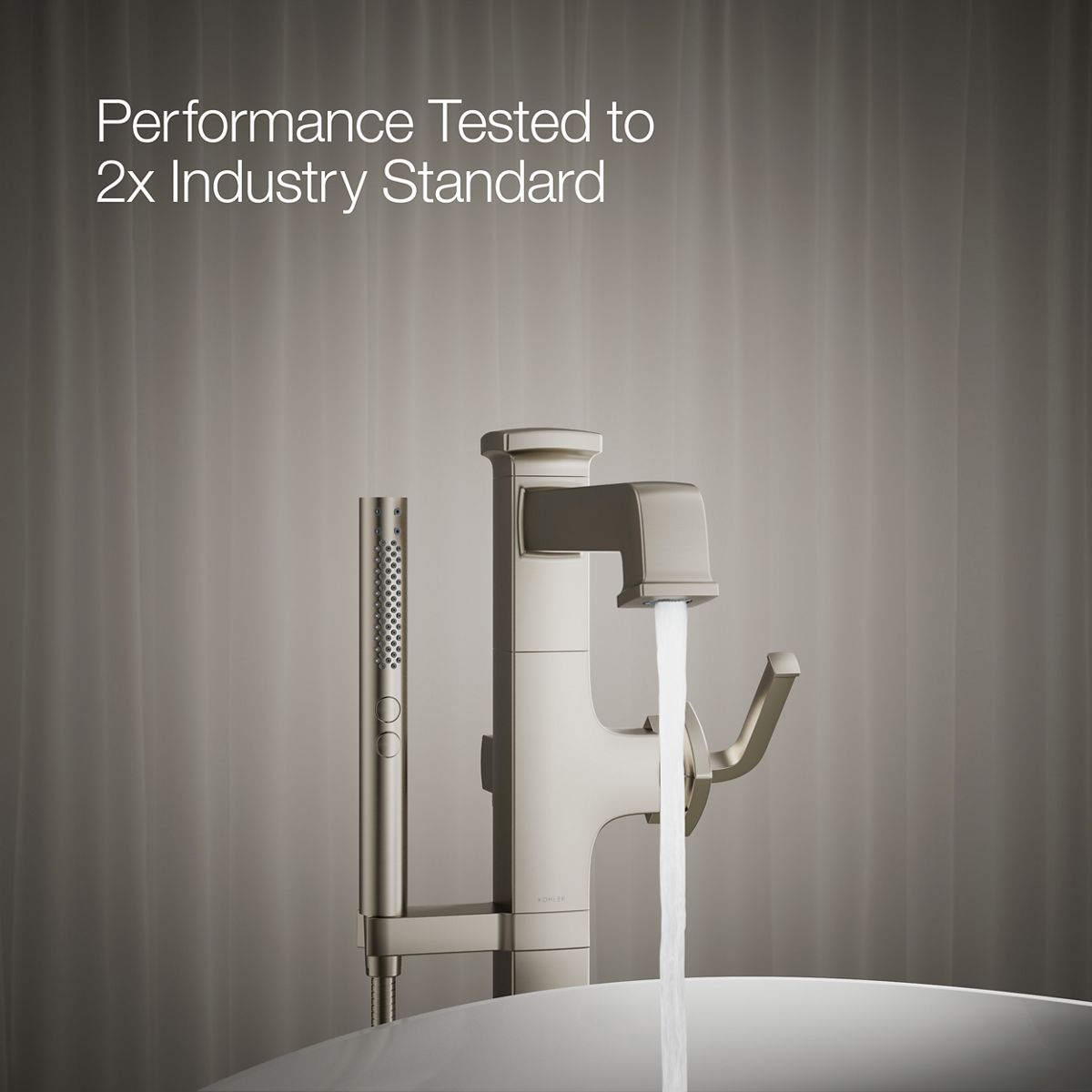 KOHLER K-T27408-4 Riff Floor-mount bath filler trim with handshower