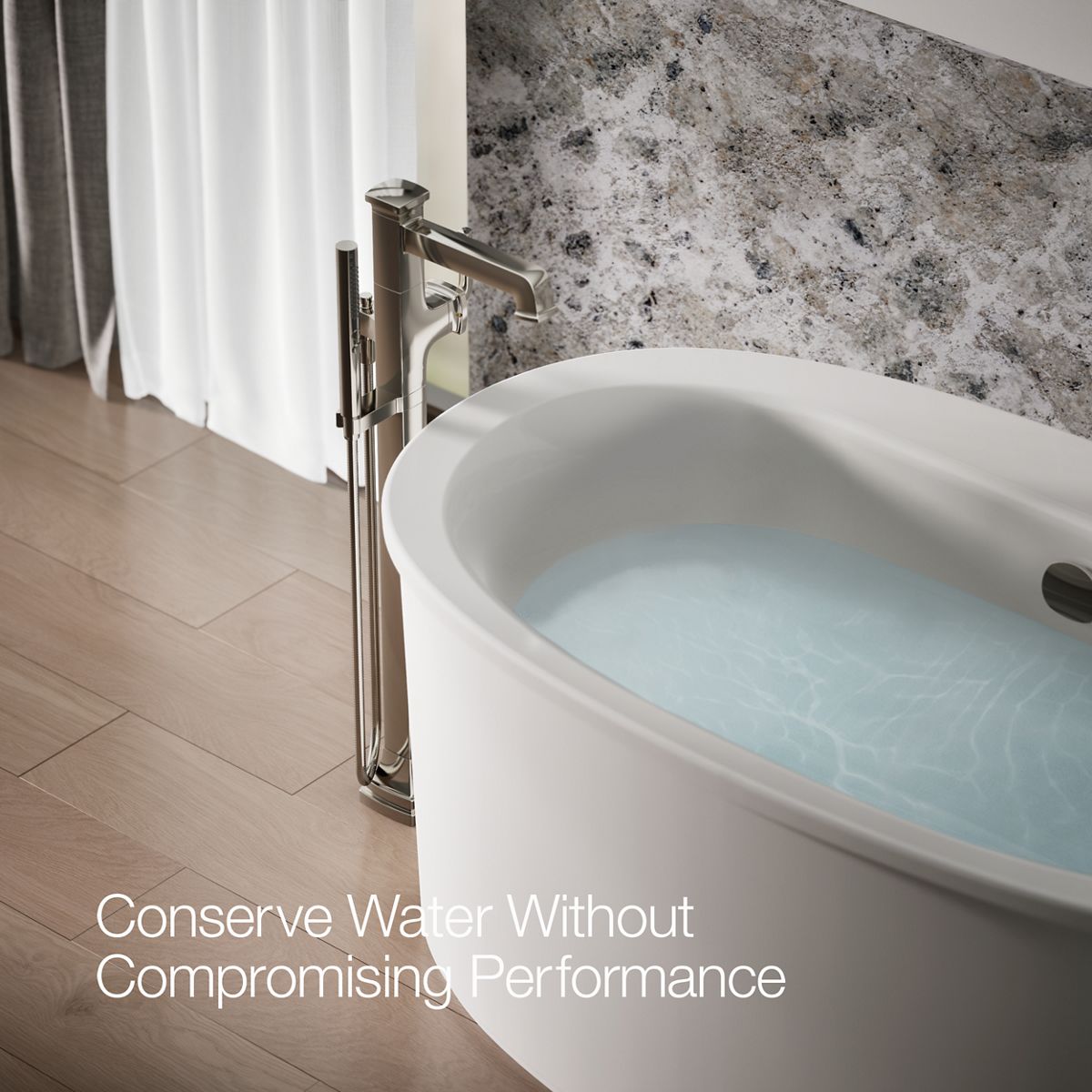 KOHLER K-T27408-4 Riff Floor-mount bath filler trim with handshower