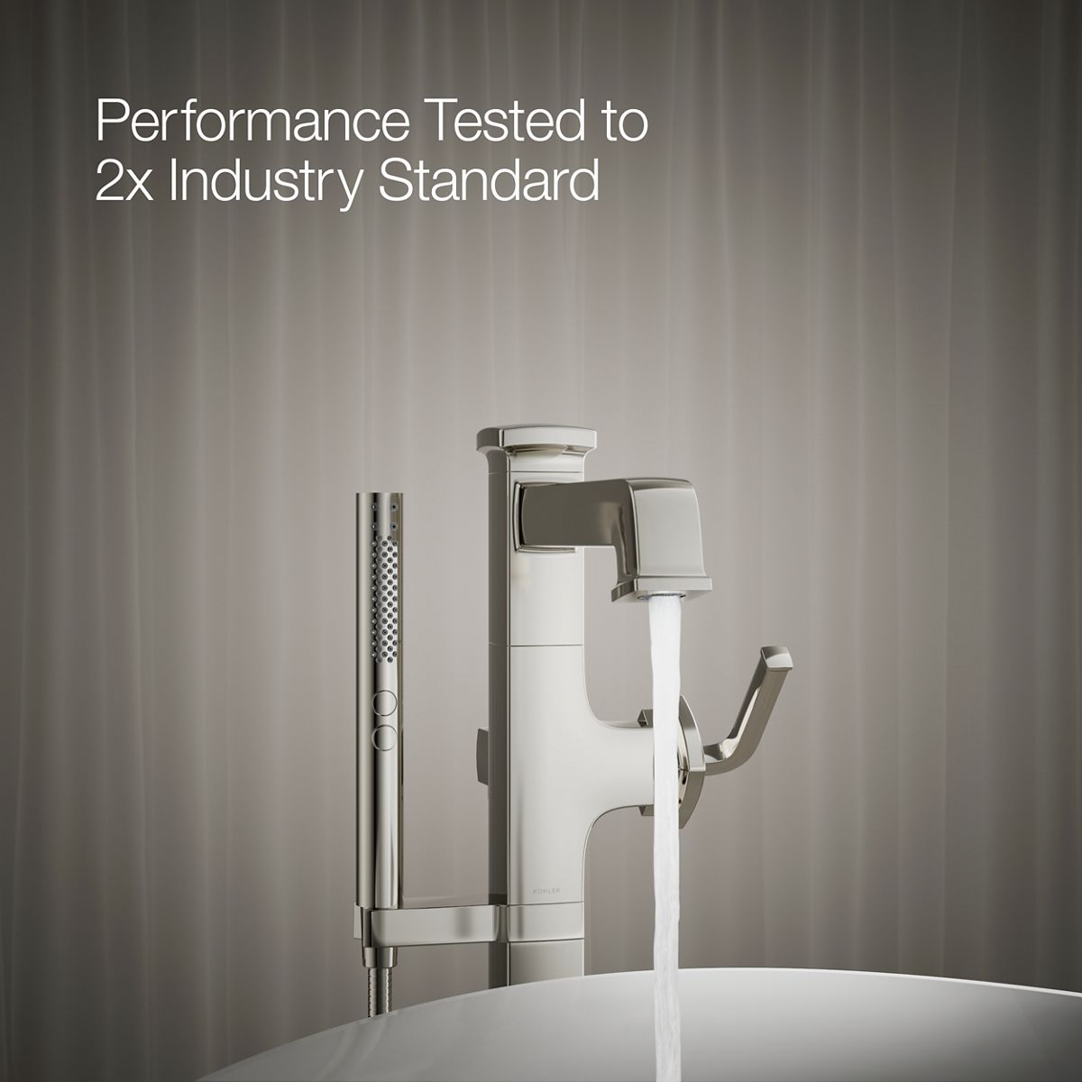 KOHLER K-T27408-4 Riff Floor-mount bath filler trim with handshower