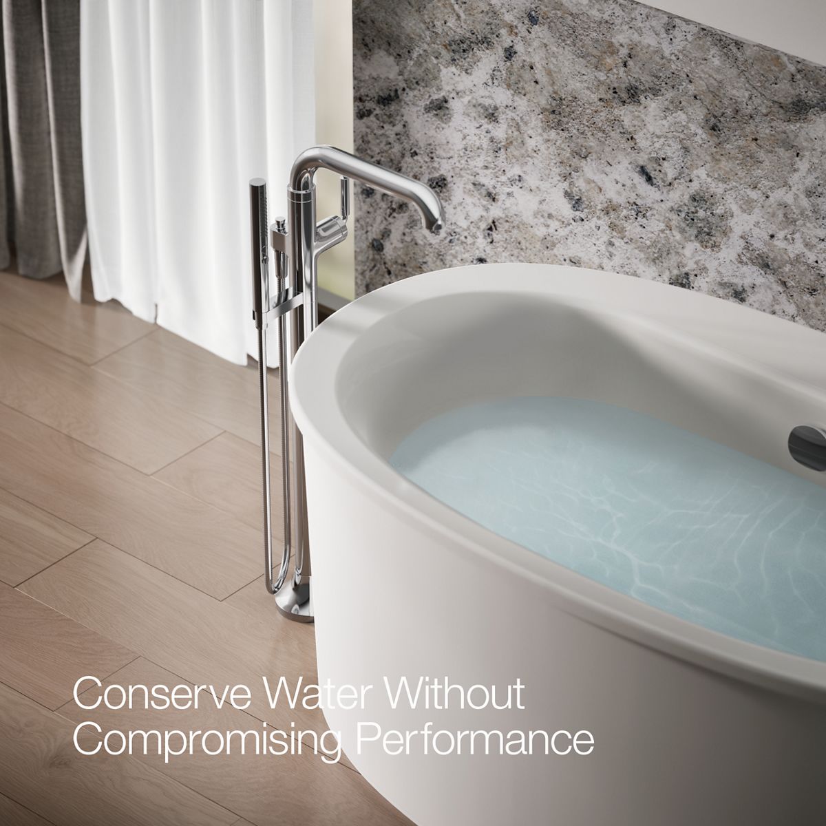 KOHLER K-T27424-4 Tone Floor-mount bath filler trim with handshower