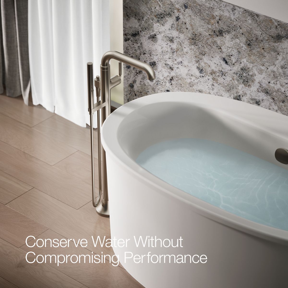 KOHLER K-T27424-4 Tone Floor-mount bath filler trim with handshower