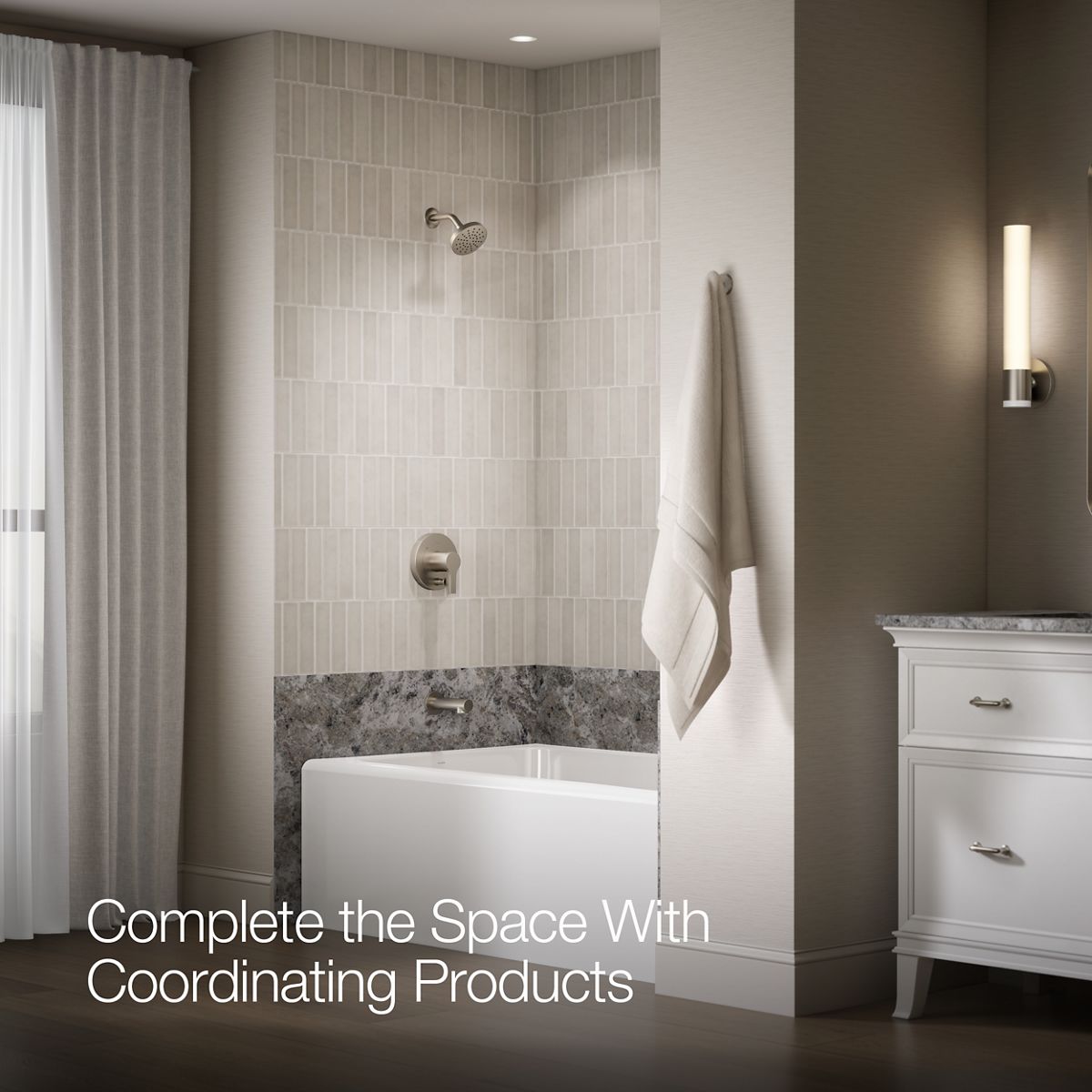 KOHLER Elate Rite-Temp bath and shower trim kit with push-button diverter, 1.75 gpm