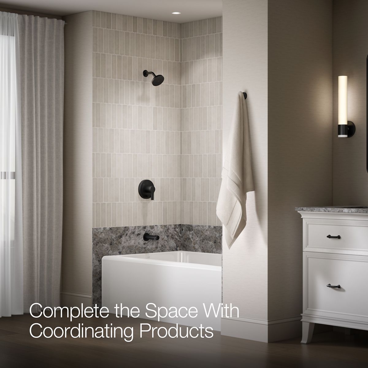 KOHLER Elate Rite-Temp bath and shower trim kit with push-button diverter, 2.5 gpm