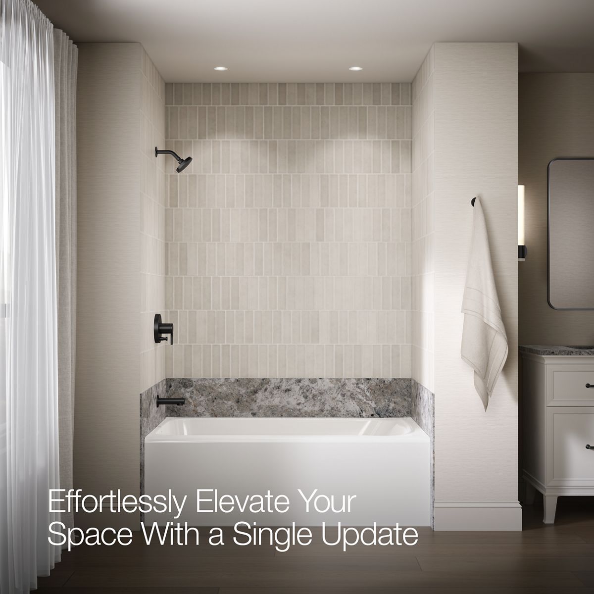 KOHLER Elate Rite-Temp bath and shower trim kit with push-button diverter, 2.5 gpm