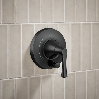 KOHLER K-T35943-4Y Buckley Rite-Temp® Shower Trim Kit with Push-button Diverter, 2.5 GPM, Matte Black - Shows close up detail