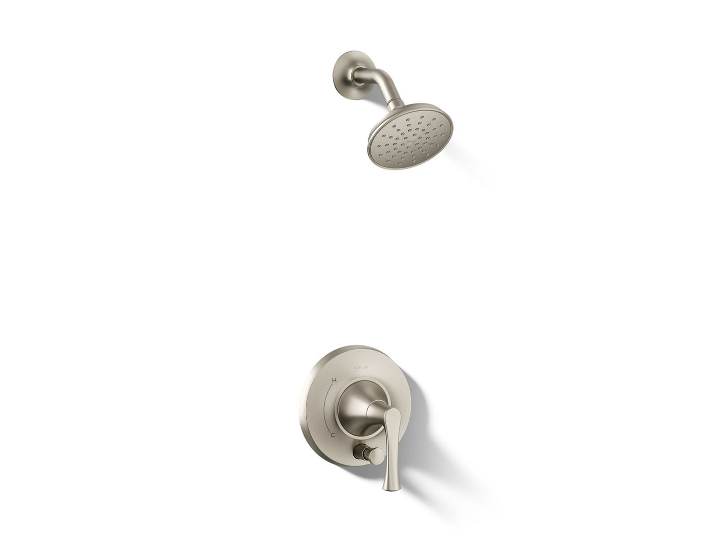 KOHLER K-T35943-4Y Buckley Rite-Temp® Shower Trim Kit with Push-button Diverter, 2.5 GPM, Vibrant Brushed Nickel - 3/4 view o
