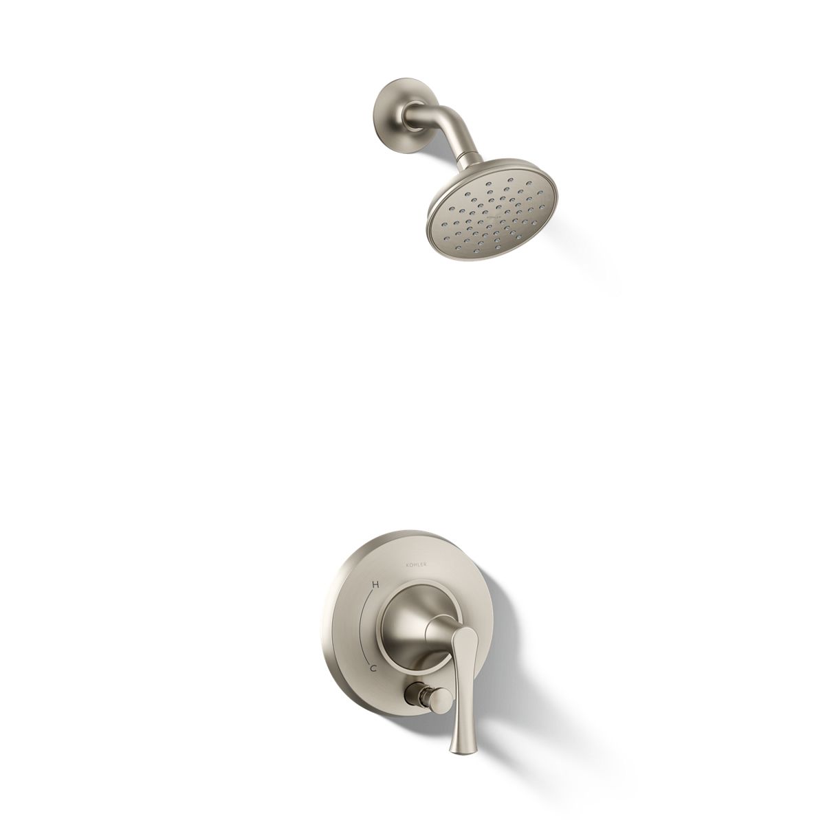 KOHLER K-T35943-4Y Buckley Rite-Temp® Shower Trim Kit with Push-button Diverter, 2.5 GPM, Vibrant Brushed Nickel - 3/4 view o