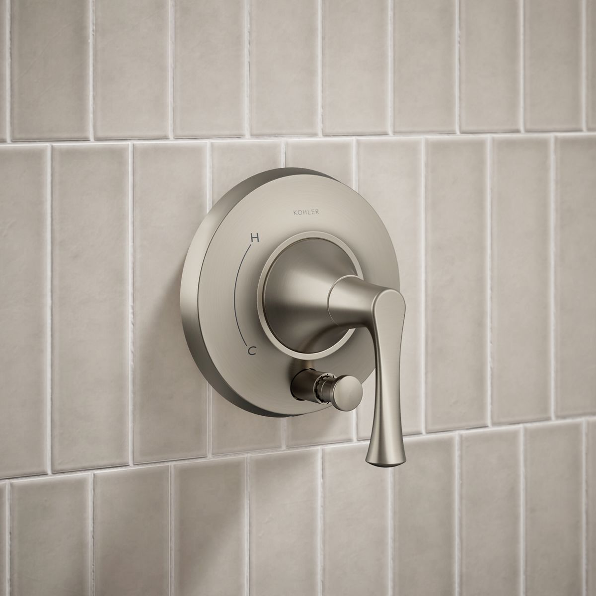 KOHLER K-T35943-4Y Buckley Rite-Temp® Shower Trim Kit with Push-button Diverter, 2.5 GPM, Vibrant Brushed Nickel - Shows clos
