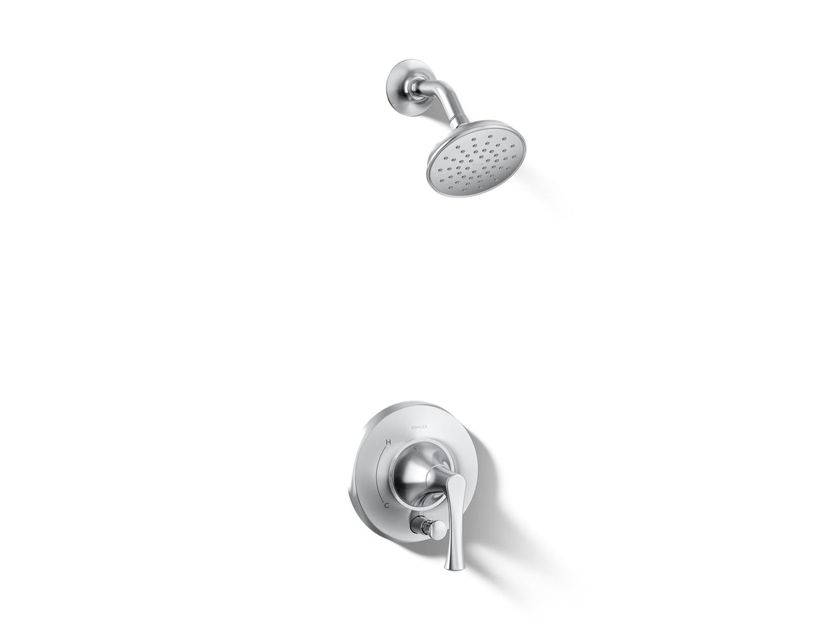 KOHLER K-T35943-4H Buckley Rite-Temp shower trim kit with push-button diverter, 1.5 gpm, polished chrome
