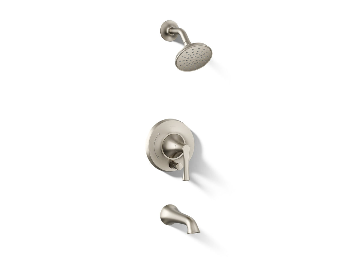 KOHLER K-T35944-4H Buckley Rite-Temp bath and shower trim kit with push-button diverter, 1.5 gpm, vibrant brushed nickel