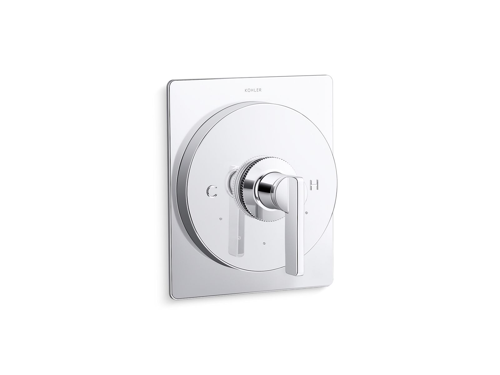 KOHLER K-T38269-4 Castia MasterShower® Temperature Control Valve Trim with Lever Handle, Polished Chrome - 3/4 view of produc