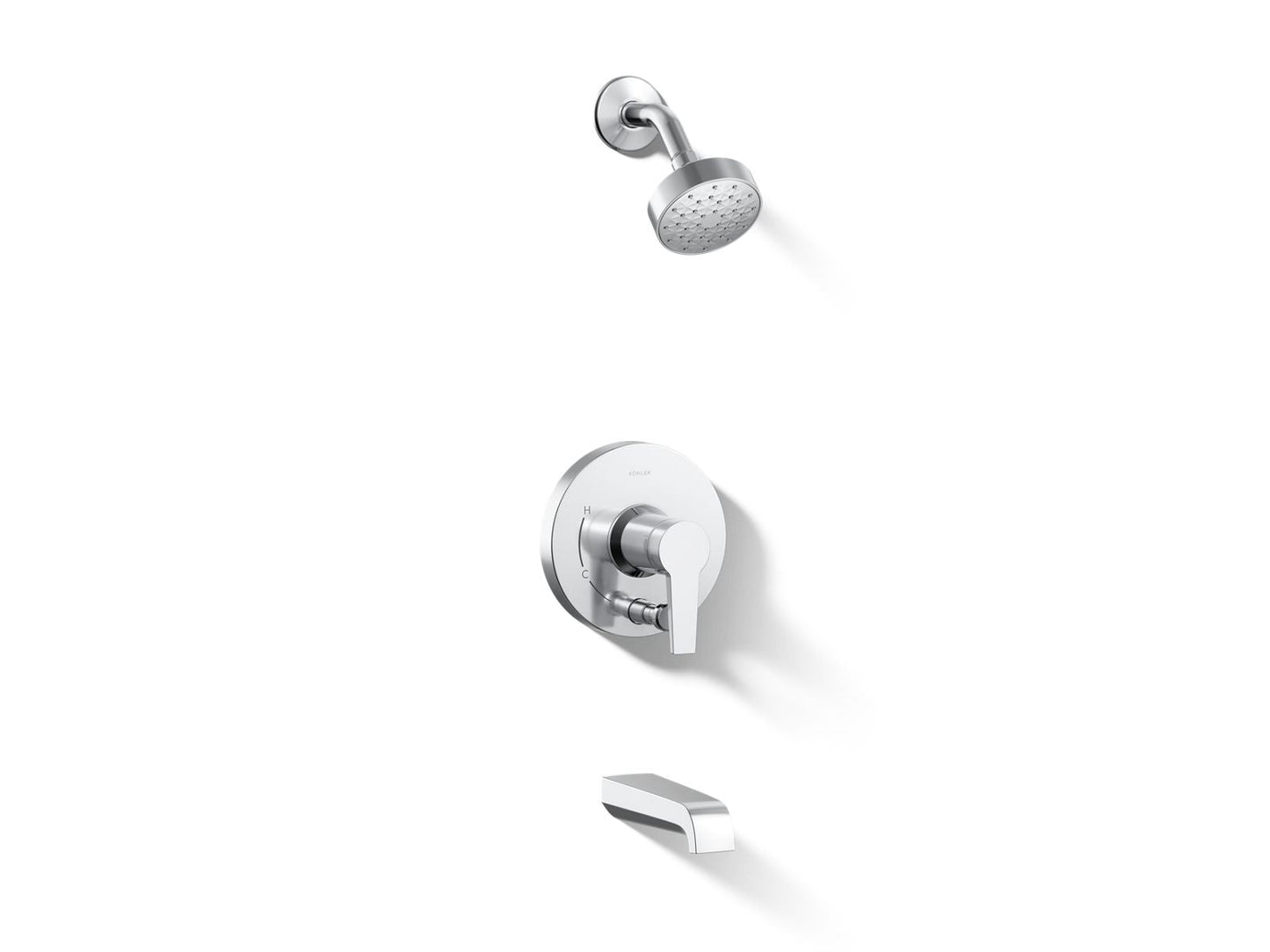 KOHLER Pitch Rite-Temp bath and shower trim kit with push-button diverter and lever handle, 2.5 gpm
