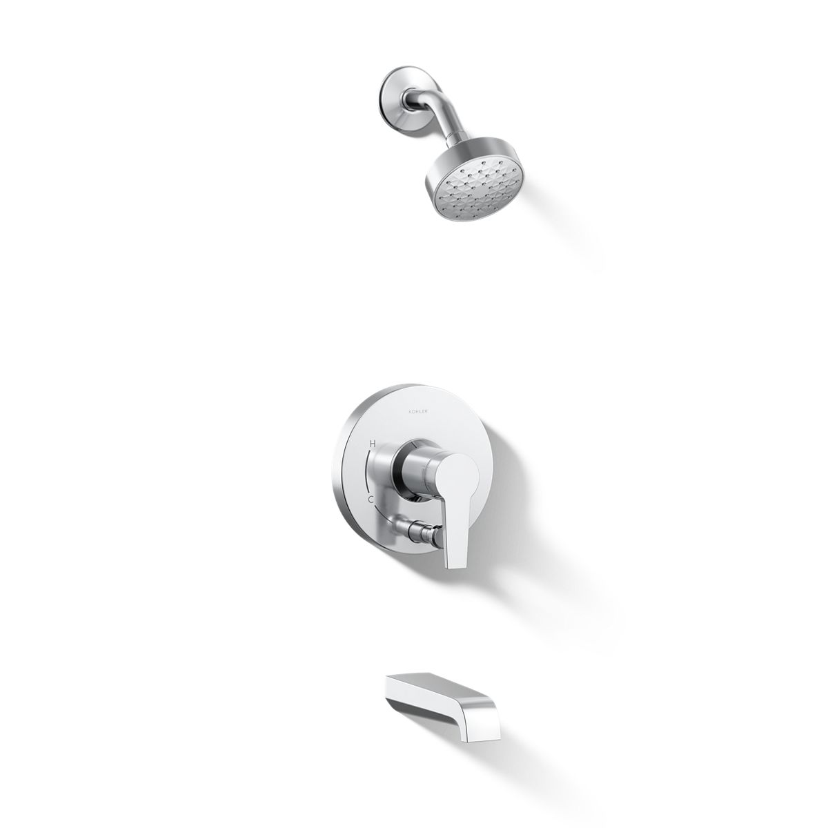 KOHLER Pitch Rite-Temp bath and shower trim kit with push-button diverter and lever handle, 2.5 gpm