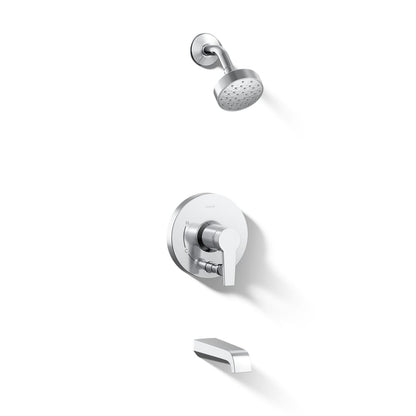 KOHLER Pitch Rite-Temp bath and shower trim kit with push-button diverter and lever handle, 2.5 gpm