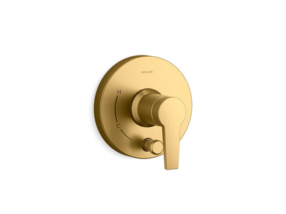 KOHLER K-T49988-4 Pitch Rite-Temp Valve trim with push-button diverter, vibrant brushed moderne brass